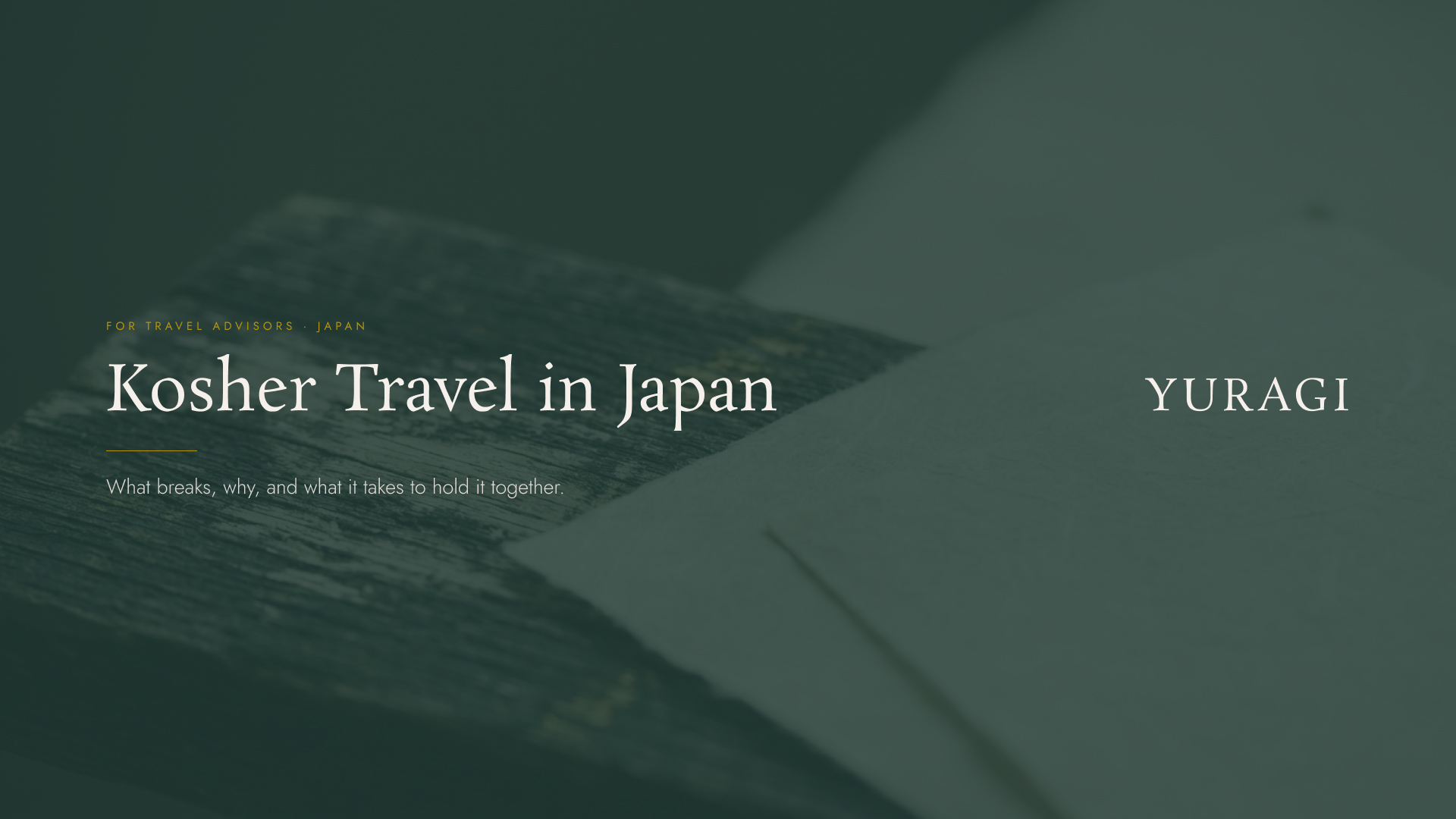 Kosher Travel in Japan — YURAGI trade briefing cover